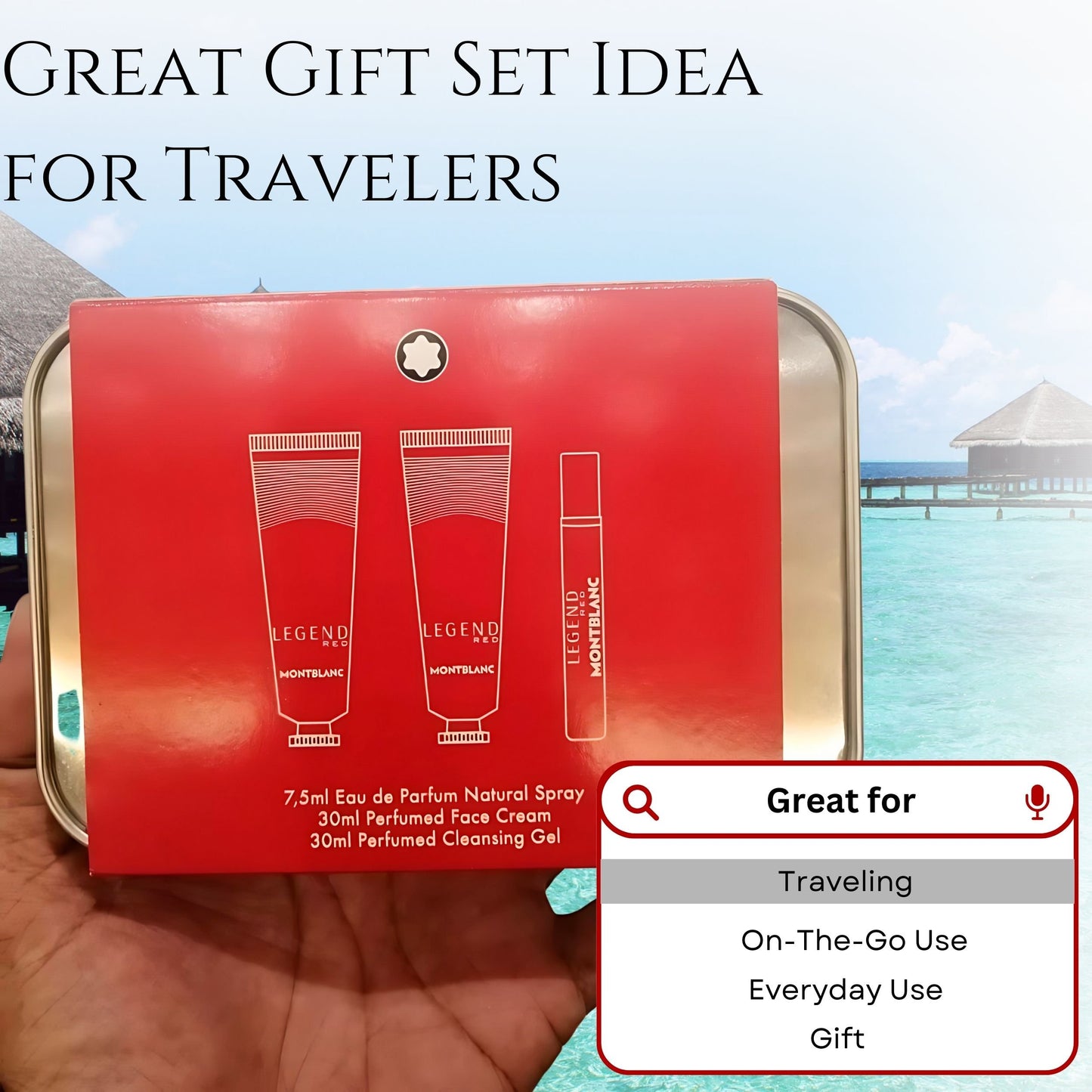 Montblanc Legend Red Gift Set for Men – 3 Piece Set (7.5 ml EDP, Face Cream & Cleansing Gel)