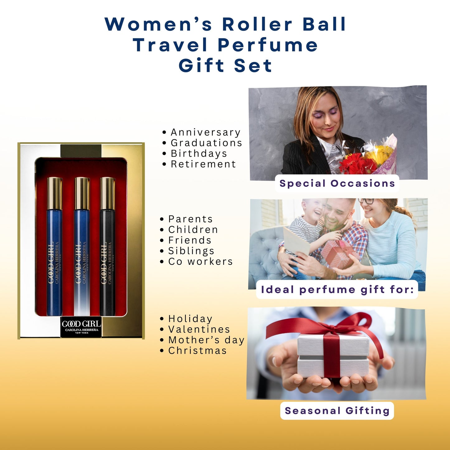 Carolina Herrera Good Girl Womens Perfume, 3 Pc Rollerball Mini Gift Set