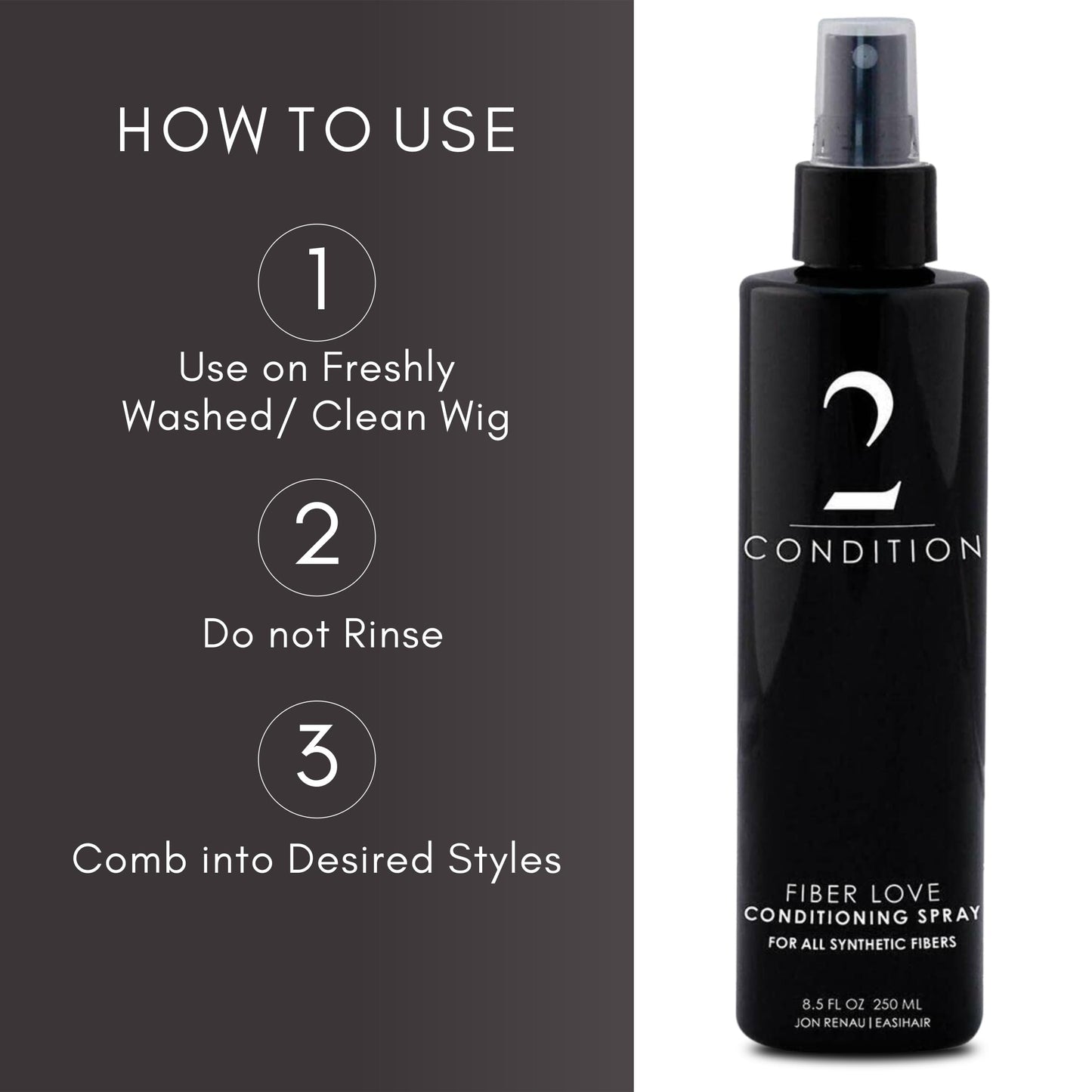 Jon Renau Fiber Love Synthetic Conditioning Spray, 8.5 oz – Leave-In Conditioner for Wigs, Toppers & Hair Extensions – Detangles, Restores Shine & Protects Synthetic Fiber