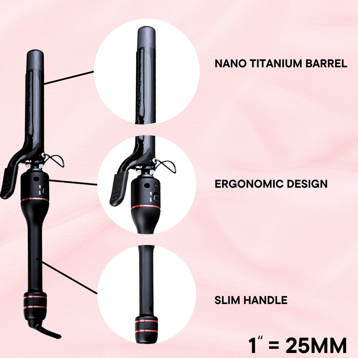 BaByliss Pro Nano Titanium Barrel Rapido 1" & 1¼" Spring Curling Iron Set, Black