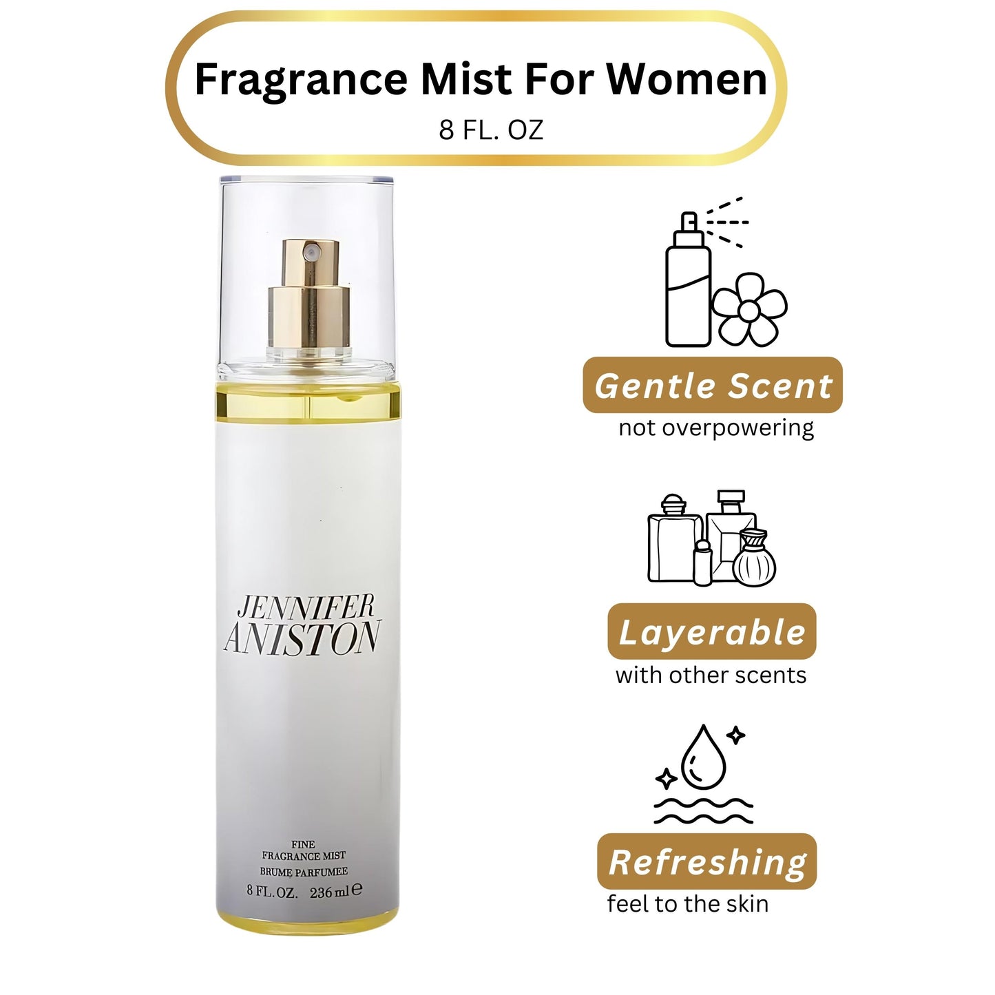 Jennifer Aniston Fine Fragrance Mist for Women, 8 Ounce