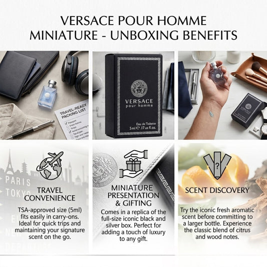 VERSACE Pour Homme 5 Ml Eau de Toilette Mini, 0.17 Ounce