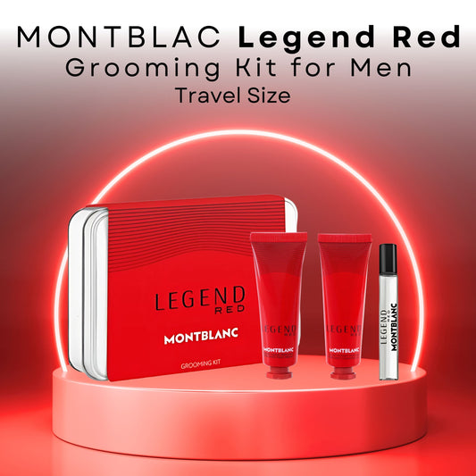 Montblanc Legend Red Gift Set for Men – 3 Piece Set (7.5 ml EDP, Face Cream & Cleansing Gel)