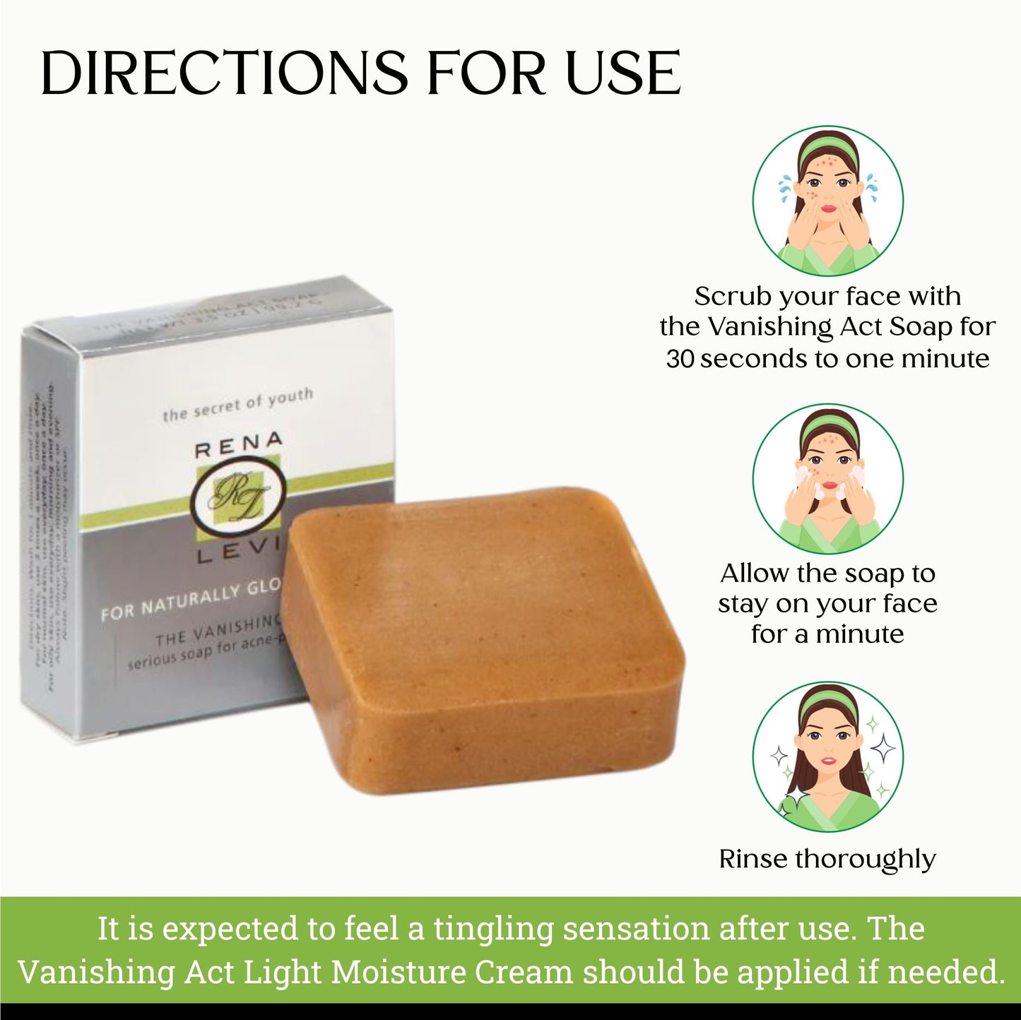 Rena Levi Vanishing Act Natural Acne Cleansing Soap Bar, for all skin types
