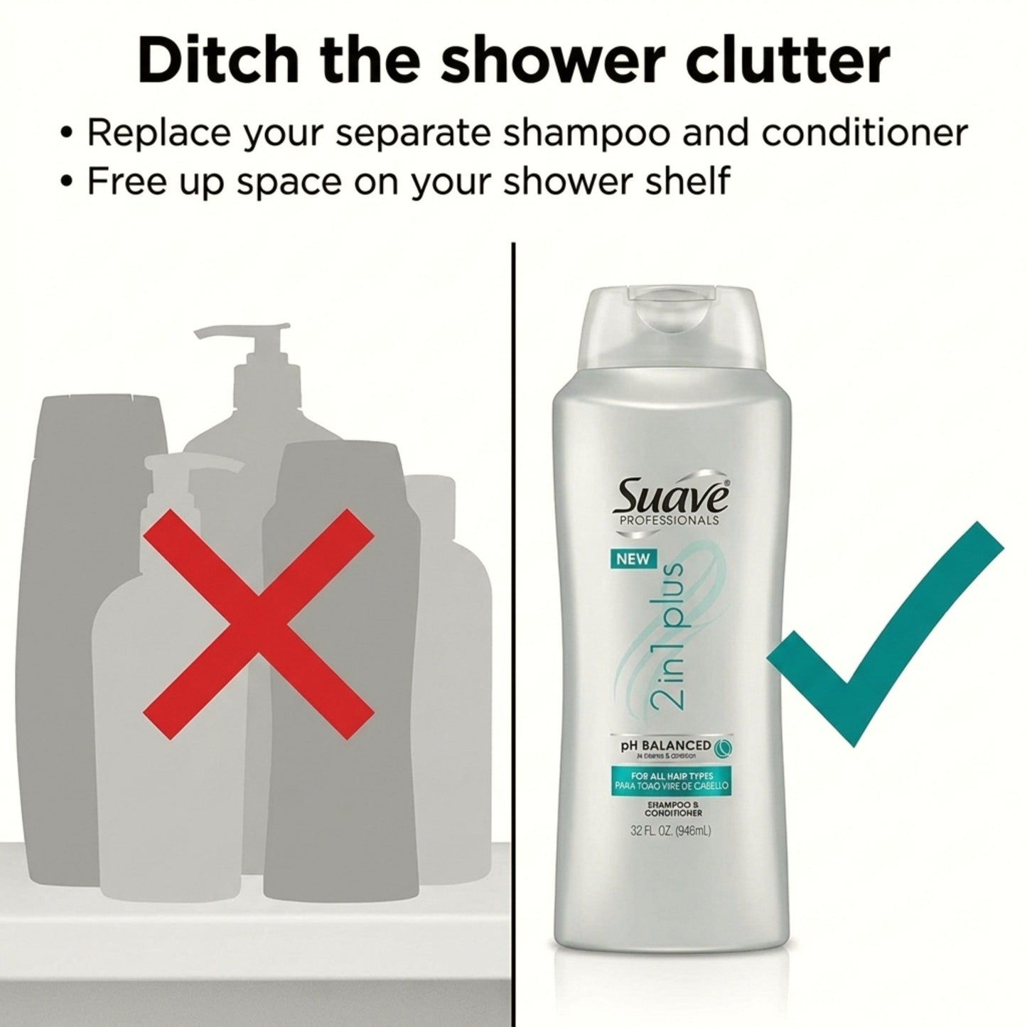 Suave Professionals Daily 2 in 1 Shampoo & Conditioner , 32 oz