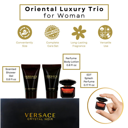 Versace Crystal Noir Perfume for Women Mini EDT 3 Piece Gift Set
