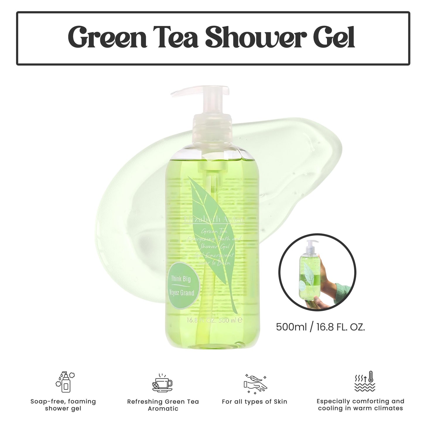 Elizabeth Arden Green Tea Shower Gel – Scented Body Wash (16.8 oz / 500 ml)