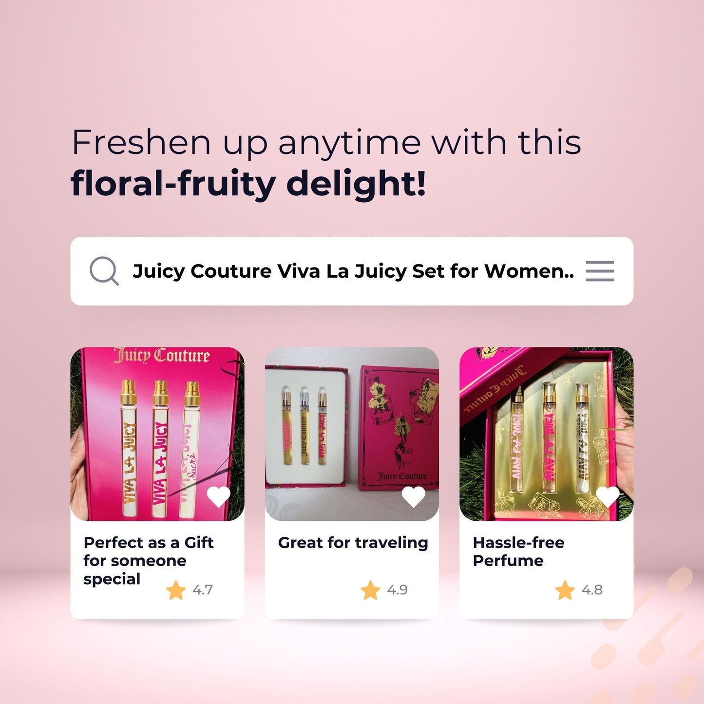 Juicy Couture Viva La Juicy Perfume Gift Set – 3 Piece Travel Spray Collection