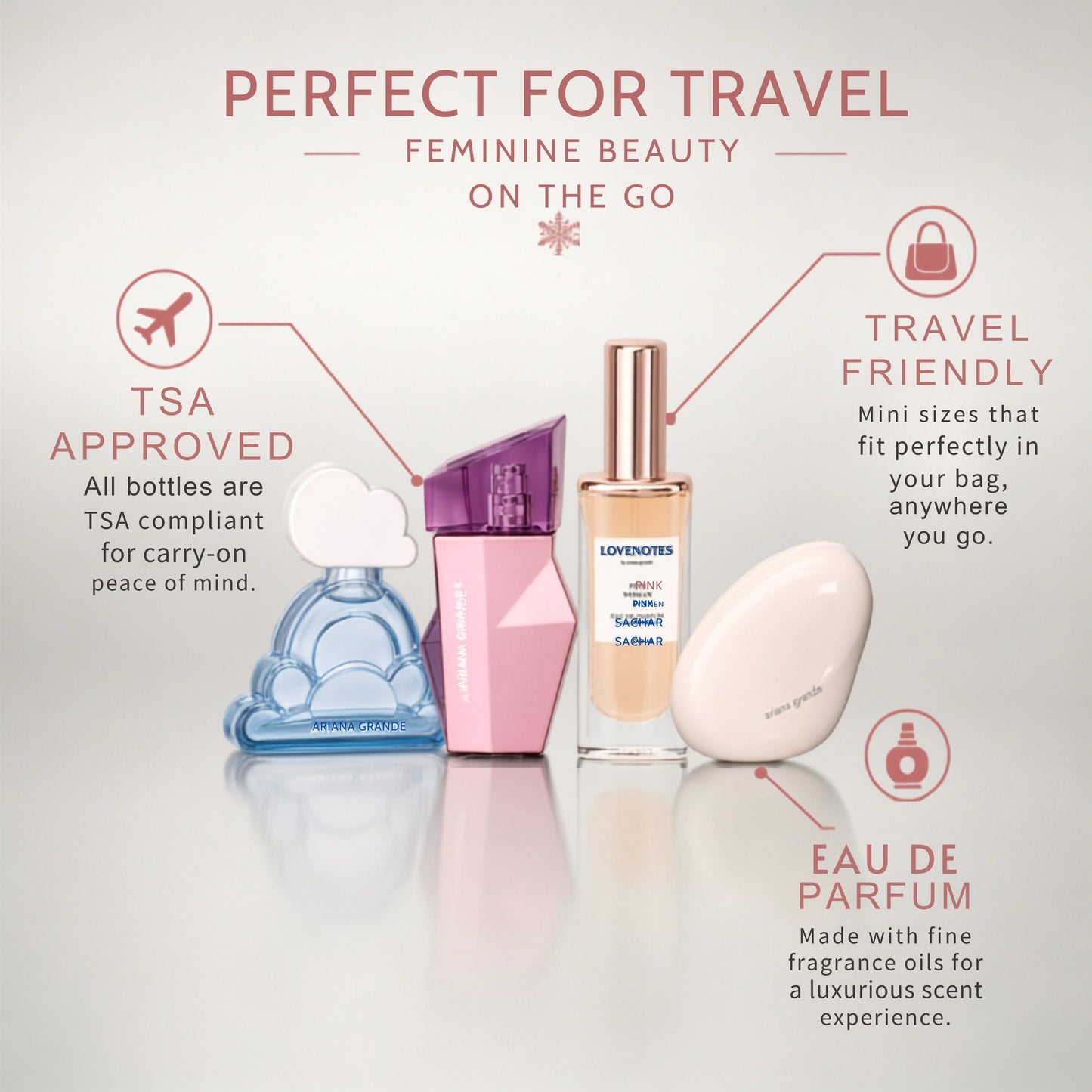 Ariana Grande Perfume Gift Set for Women 4 Piece Mini EDP 0.25 oz, Cloud, Pink Woods, Mod Vanilla