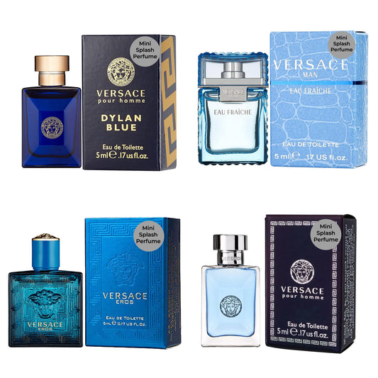 Versace Cologne for Men Variety 4 Piece Mini EDT Travel Splash 0.17 Ounce