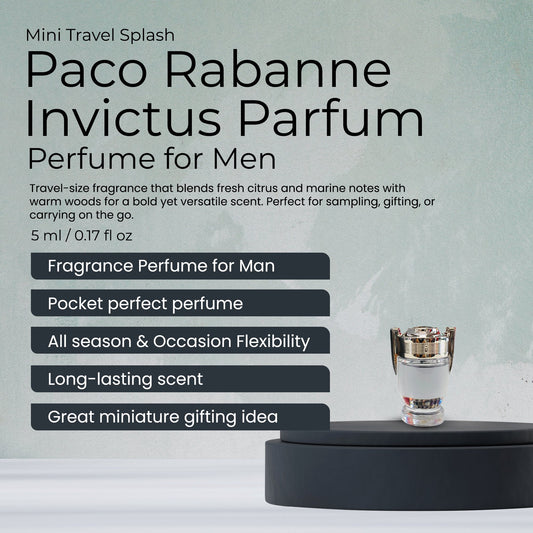 Invictus by Paco Rabanne Perfume for Men EDT Mini Travel Splash 0.17 Fl Oz