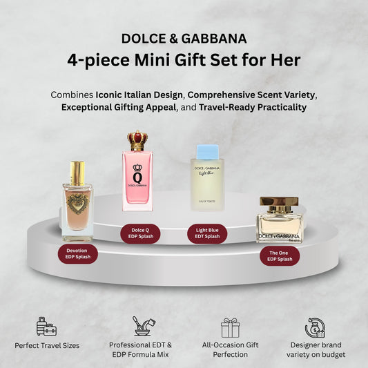 Dolce & Gabbana Women’s 4-Piece Mini Fragrance Gift Set – Travel Size EDT & EDP