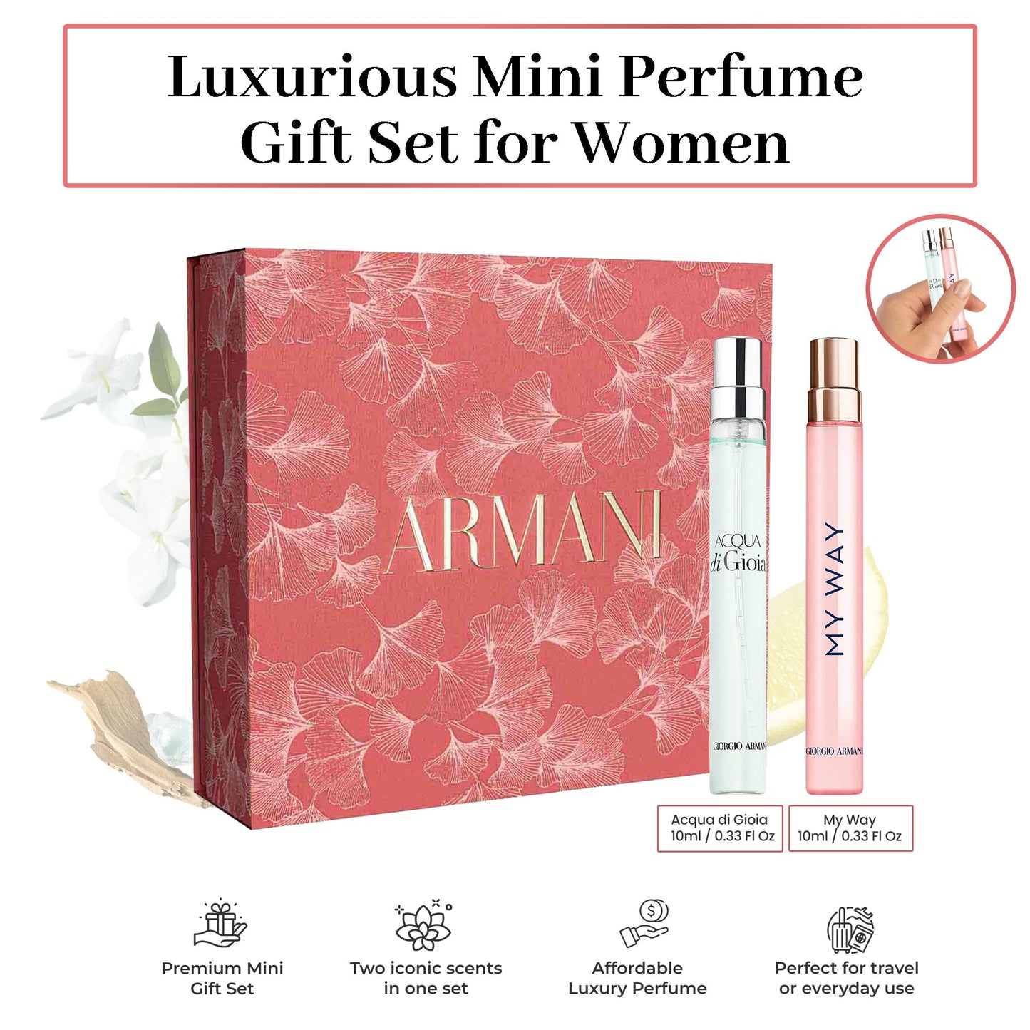 Giorgio Armani Perfume for Women – Eau de Parfum Travel Spray Set (2 x 10 ml)