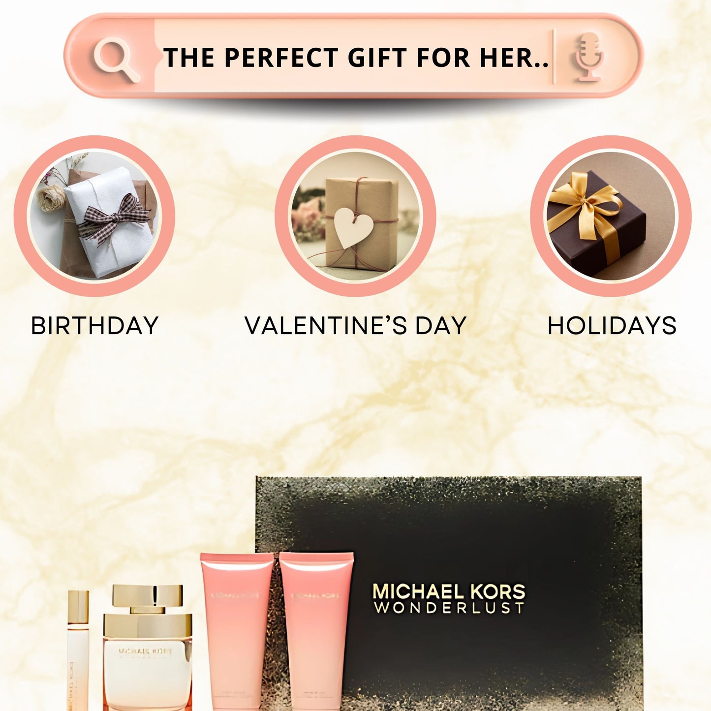 Michael Kors Wonderlust for Women - 4 Pc Gift Set 3.4oz EDP Spray, 3.4oz Body Lotion, 3.4oz Shower Gel, 0.33 oz EDP Spray