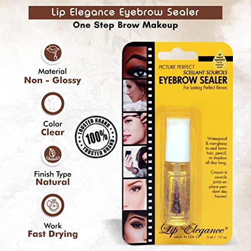 Lip Elegance Eyebrow Sealer - Clear Eyebrow Gel for Picture Perfect Eyebrows - Waterproof Eyebrow Brow Gel for Extreme Hold - 0.17 oz Eyebrow Setting Gel