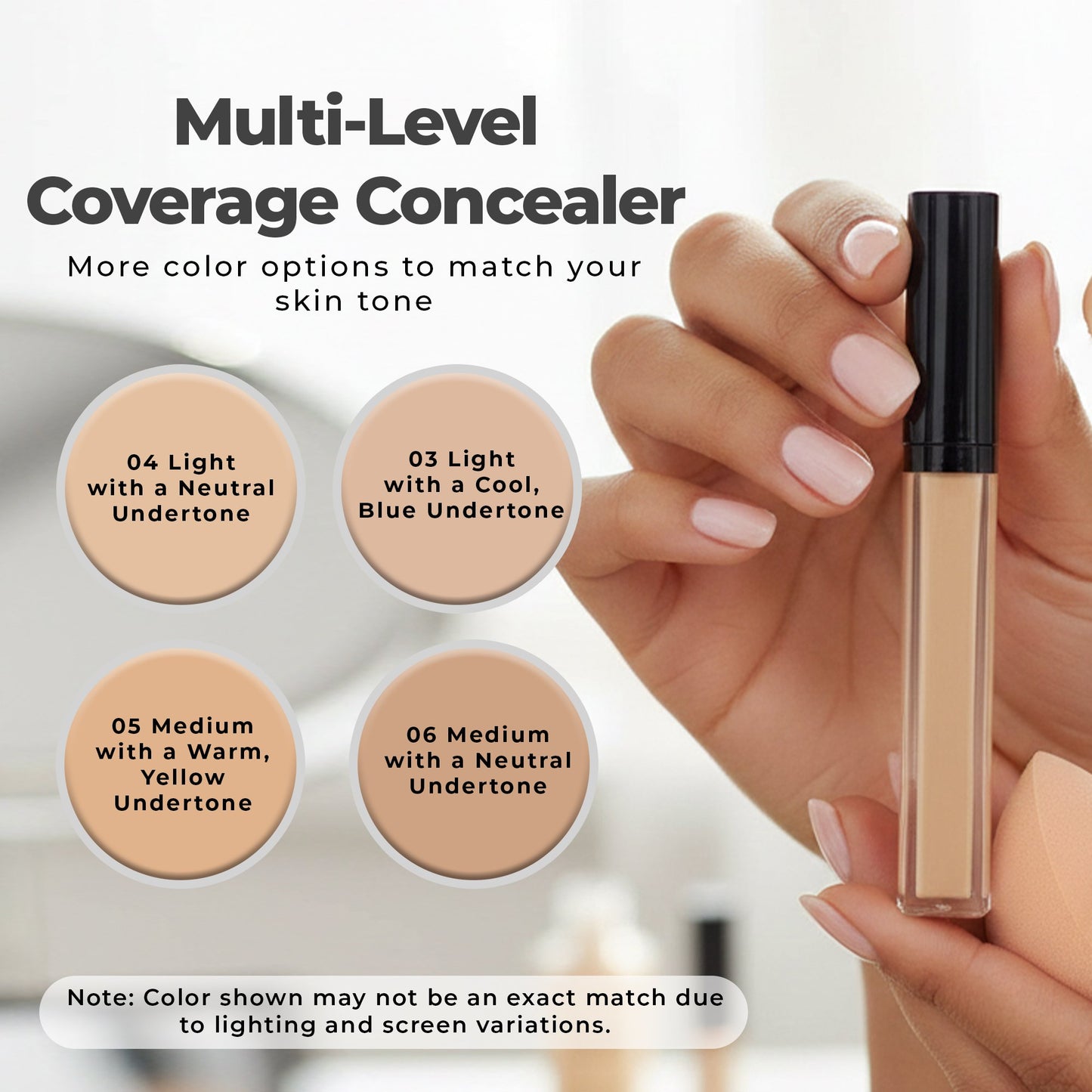 Adjustable Coverage Concealer #06 Medium with Neutral Undertone - Lightweight, Crease-Resistant Formula