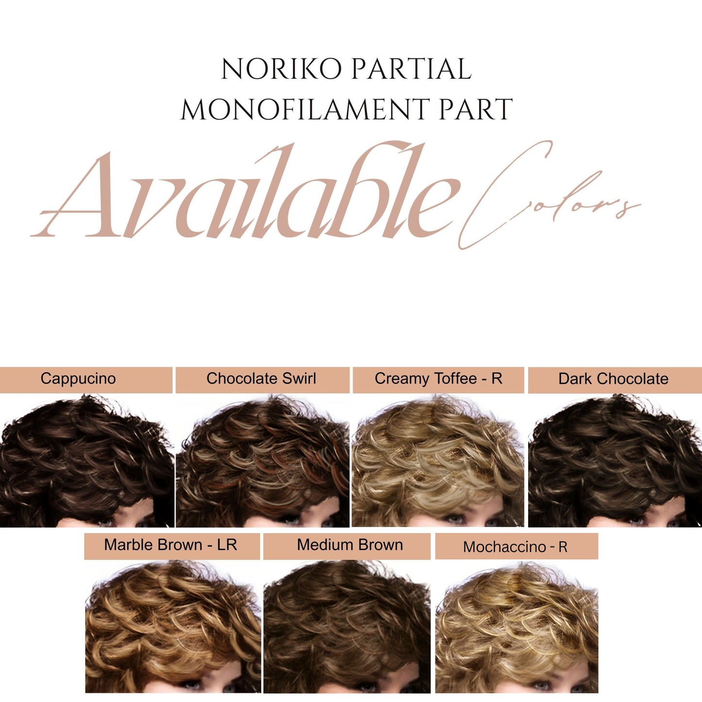 Noriko Angelica Partial Monofilament Wig (Mochaccino-R) + Wig Lift Comb – Rene of Paris Synthetic Wig Bundle