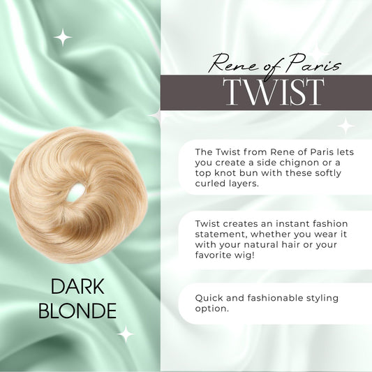 Rene of Paris Twist Messy Bun Hair Piece – Dark Blonde Synthetic Clip-In Extension