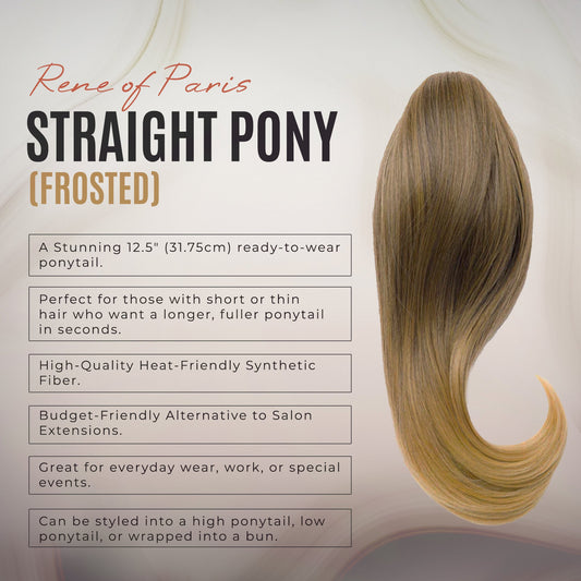 Rene of Paris Straight Ponytail Extension – Frosted Synthetic Clip-In Hair Piece