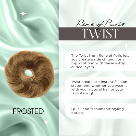 Rene of Paris Twist Messy Bun Hair Piece – Frosted Synthetic Clip-In Bun