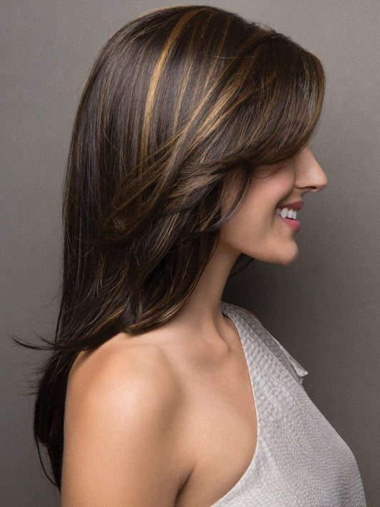 Noriko Angelica Partial Monofilament Synthetic Wig by Rene of Paris and Wig Lift Comb - Cappuccino - Bundle 2 items