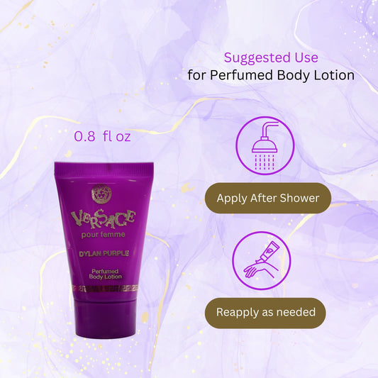 VERSACE DYLAN PURPLE POUR FEMME GIFTSET..5ML / 0.17OZ EDP..25ML / 0.8OZ B/S GEL..25ML / 0.8OZ BODY LOTION