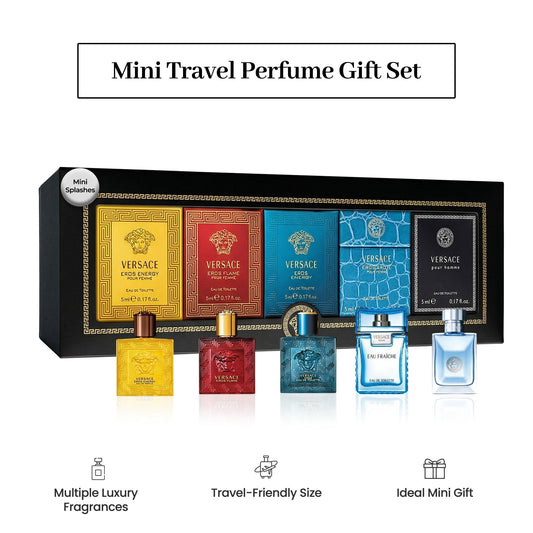 Versace Perfume for Men Gift Set – Mini Variety Cologne Splashes, 5 Piece, 0.17 oz Each