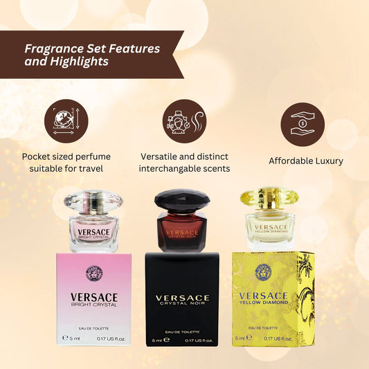 Versace Variety Mini Perfume Gift Set for Women – 3 Piece EDT Collection