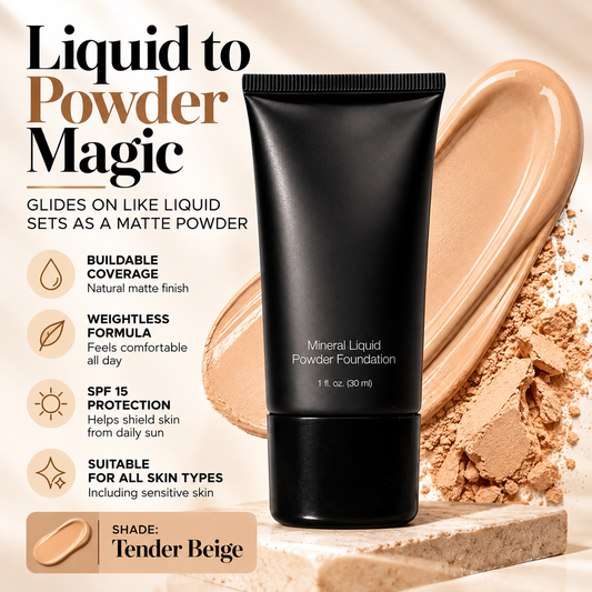 Mineral Liquid Powder Foundation SPF 15 – Tender Beige (1 oz) Hypoallergenic