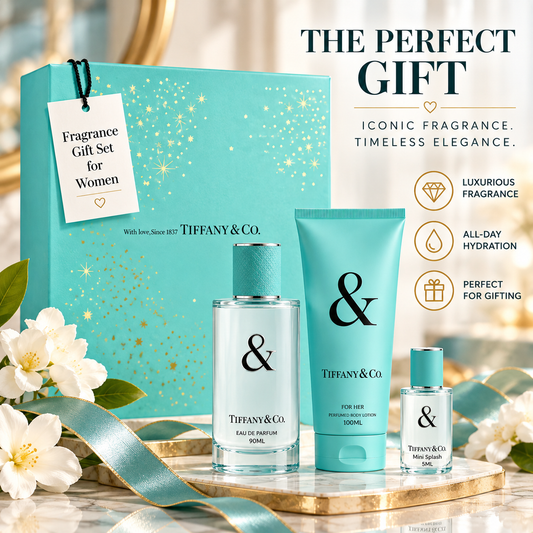 Tiffany & Co. Love Perfume Gift Set for Women – 3 oz EDP, 0.17 oz Mini, 3.3 oz Body Lotion