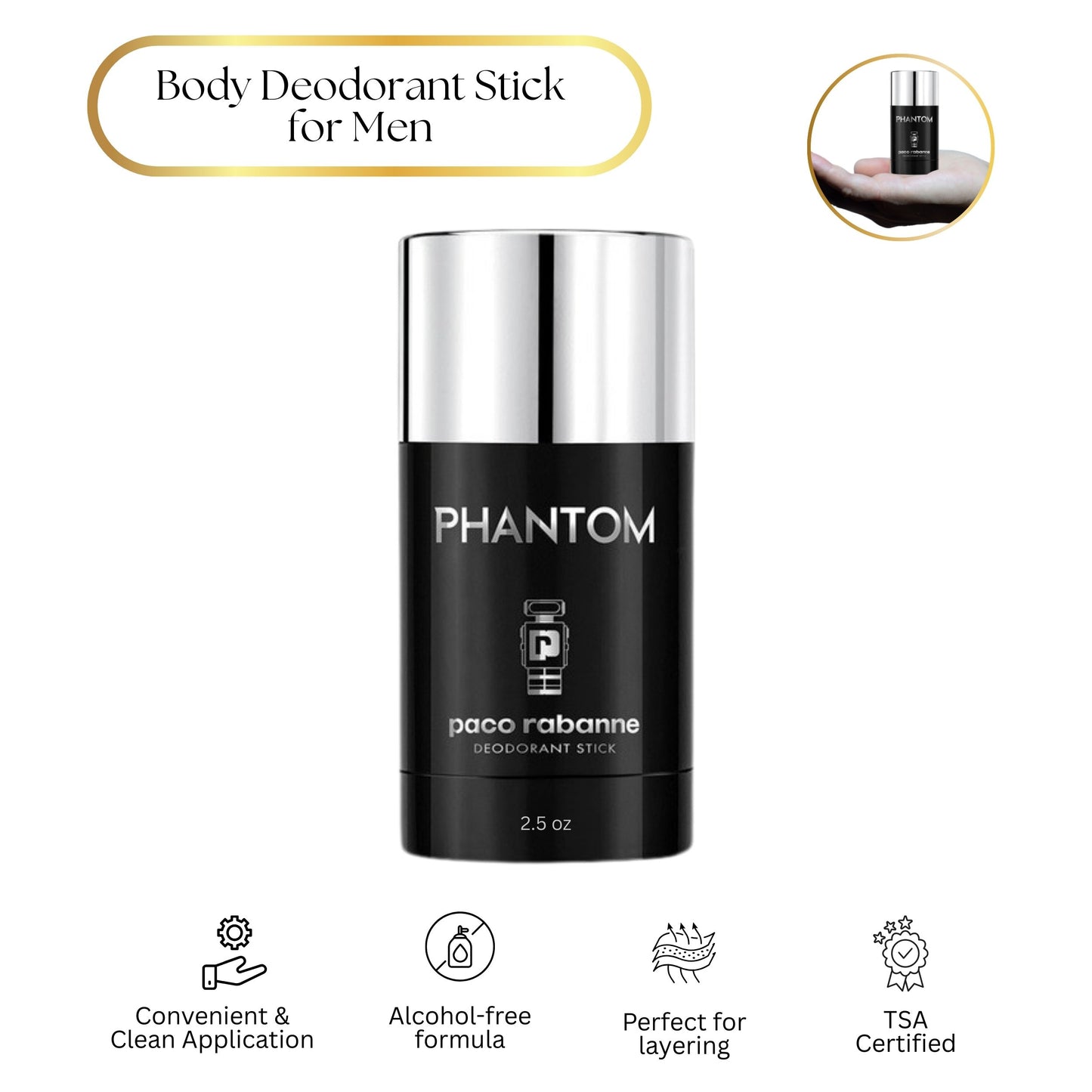 PACO RABANNE PHANTOM by Paco Rabanne, DEODORANT STICK 2.5 OZ