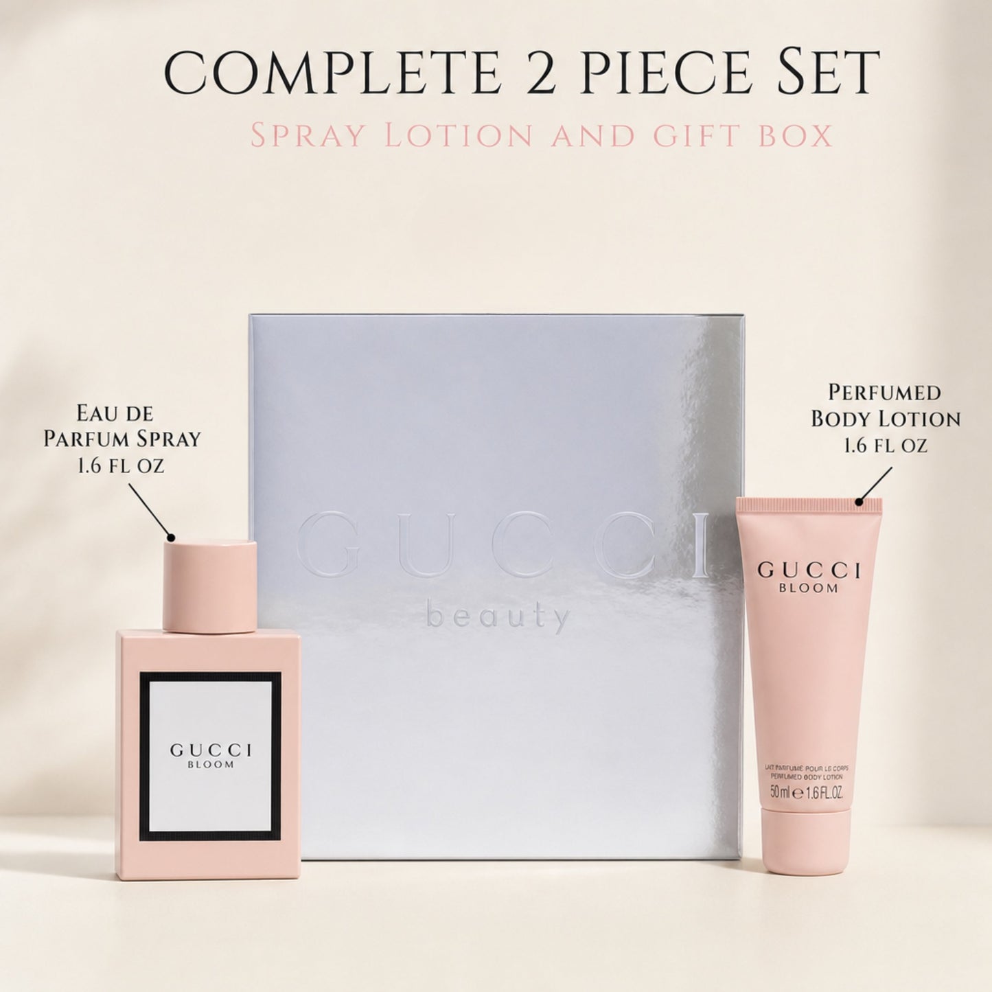 Gucci Bloom by Gucci for Women - 2 Pc Gift Set 1.6oz EDP Spray, 1.6oz Perfumed Body Lotion