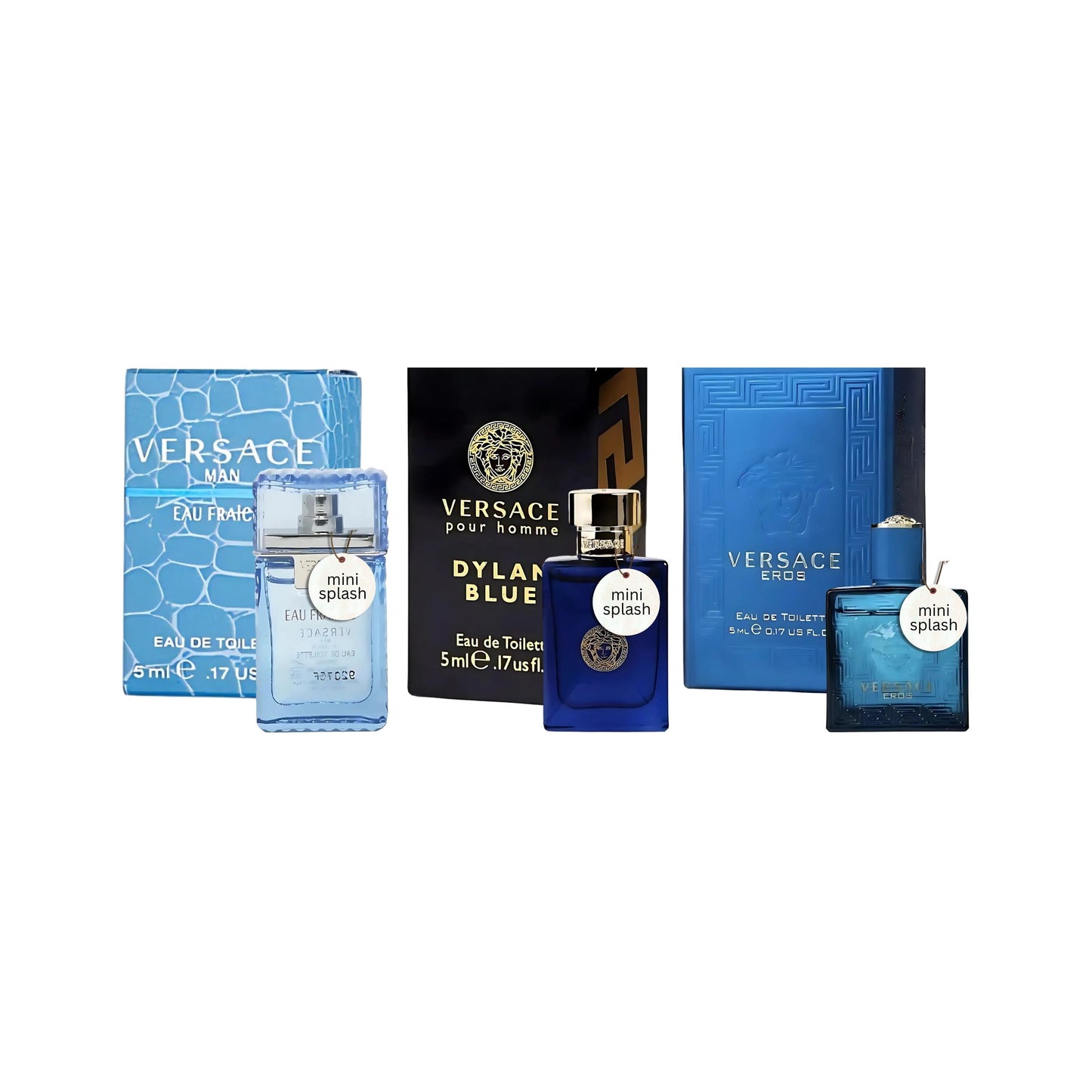 Versace Miniature Variety Trio Collection Perfume Gift Set for Men 0.17 oz/5 ml Splashes 1