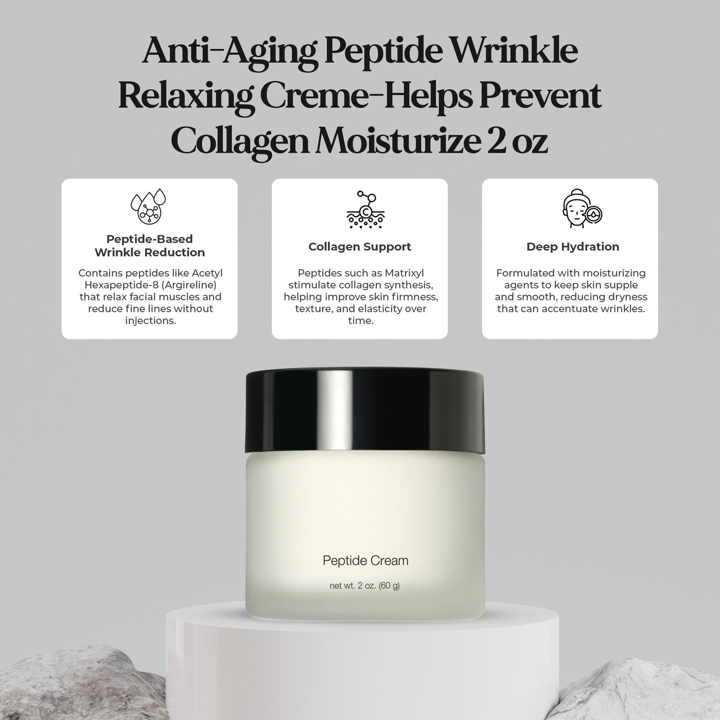 Anti-Aging Peptide Wrinkle Relaxing Creme-Helps Prevent Collagen Moisturize 2 oz