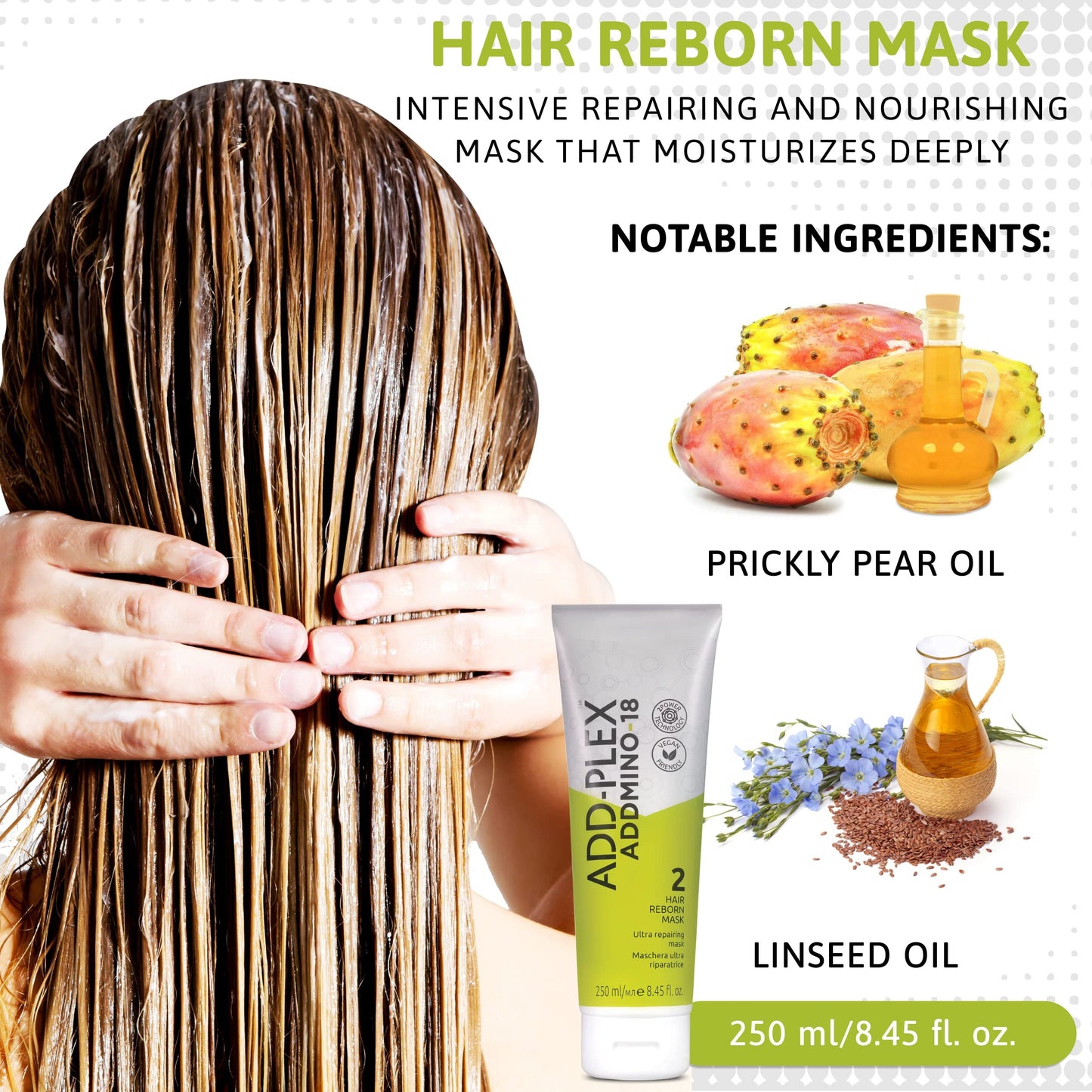 ADDMINO 18 Professional Hair Repair Treatment Kit – Shampoo, Mask, Leave-In Conditioner & Hair Elixir System