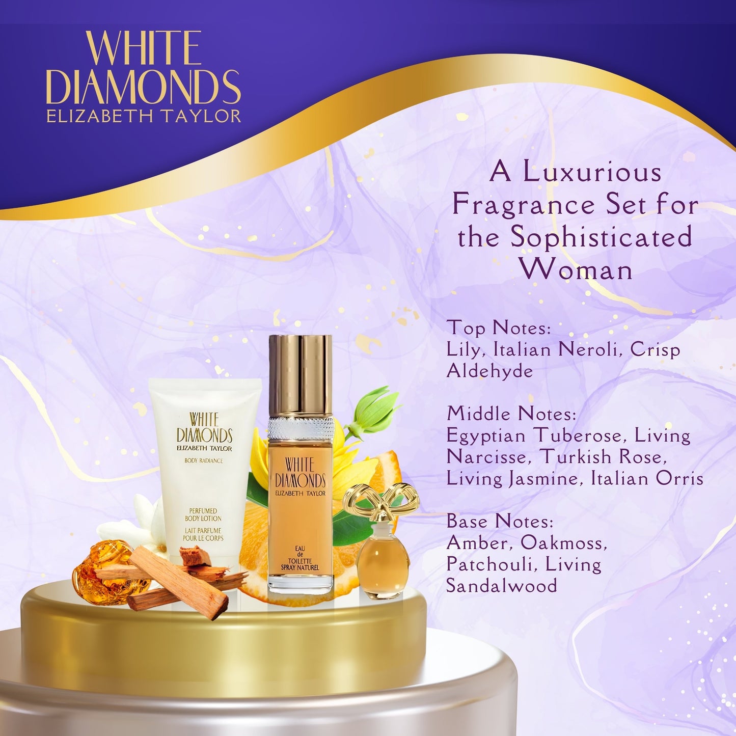 Elizabeth Taylor White Diamonds Women's Fragrance 3 Piece Gift Set