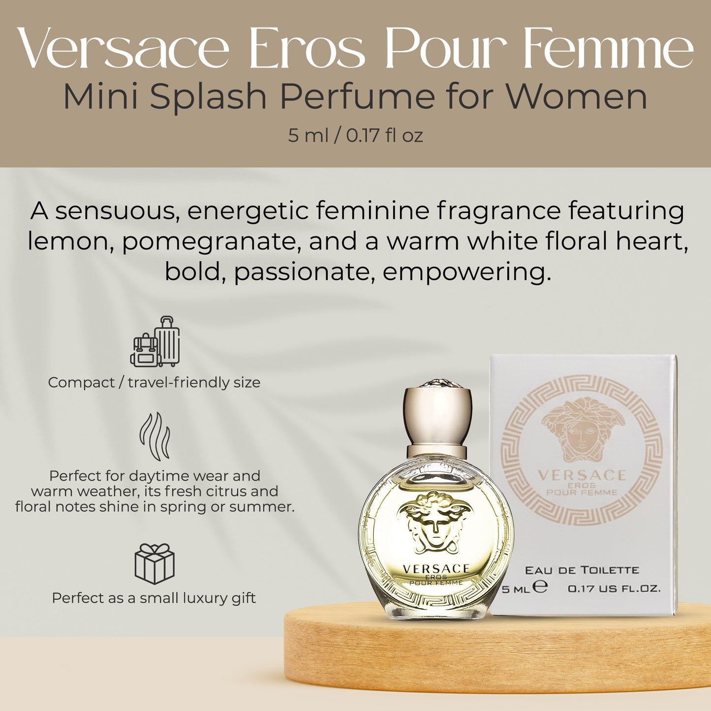 Versace Eros Pour Femme Mini Perfume Splash – 0.17 oz Travel Size