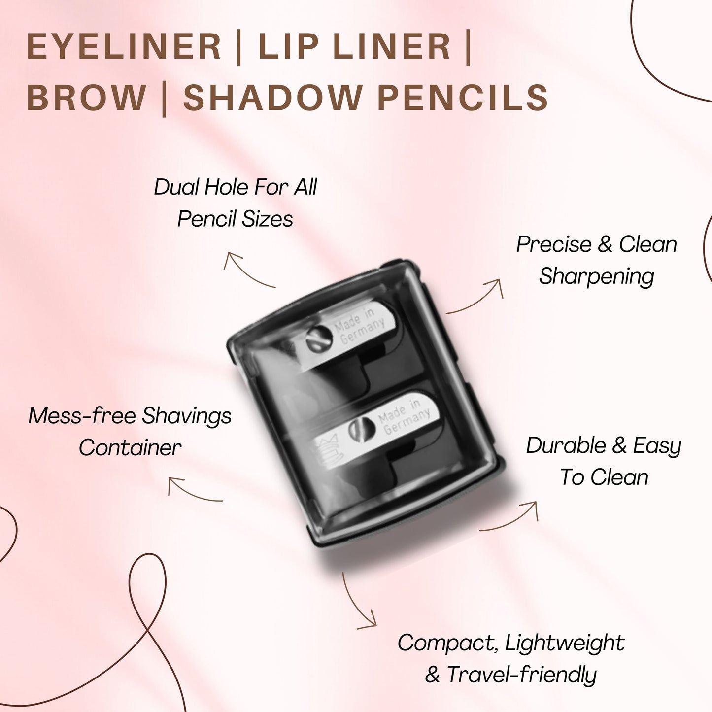 Professional Dual Hole Makeup Pencil Sharpener – For Eyeliner & Lip Liner