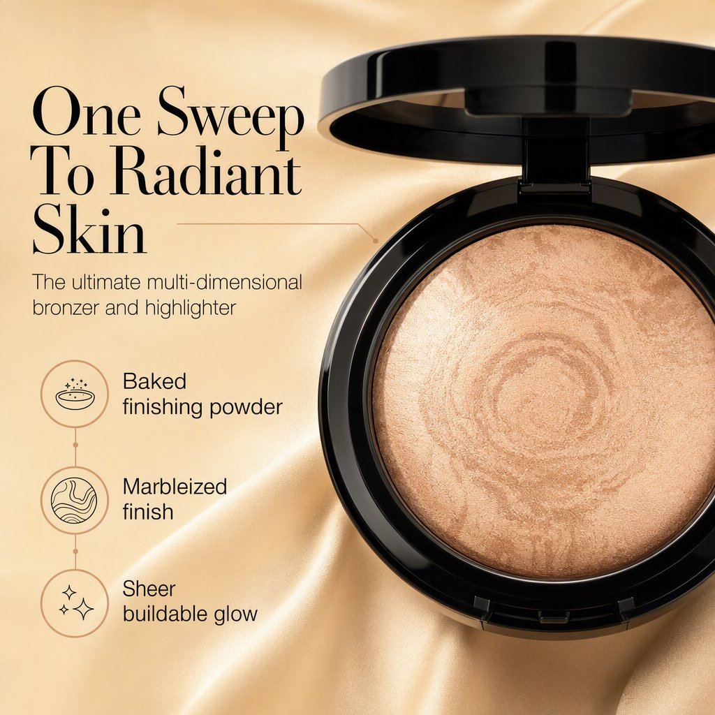 Baked Sheer Marbleized Finishing Powder – Face Bronzer & Highlighter, 0.37 oz
