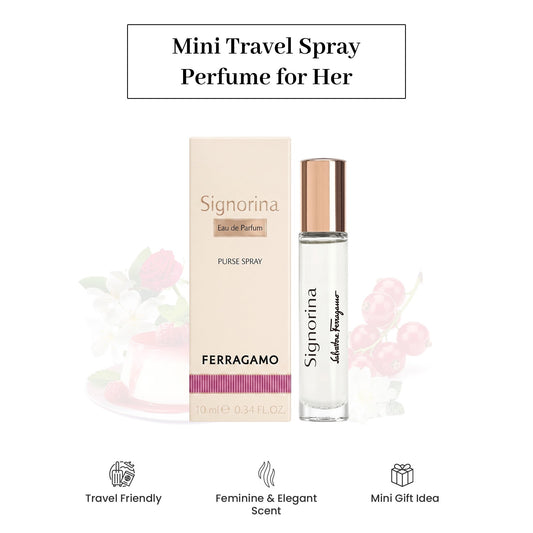 Salvatore Ferragamo Signorina Eau de Parfum 10ml Purse Spray for Women – Travel Size Floral Fragrance, Luxury Mini Perfume