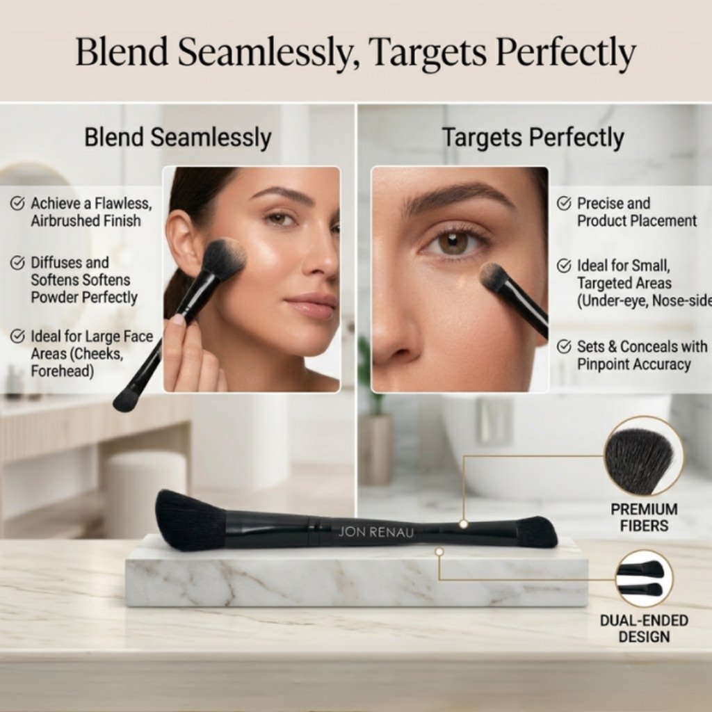 Jon Renau Applicator Cosmetic Brush for Makeup & Hair Powder Application