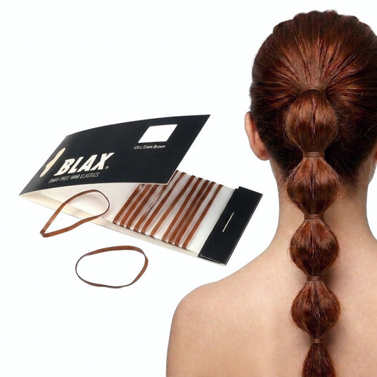 Blax Brown Hair Elastics – Snag-Free Seamless Hair Ties, No-Damage Hair Rubber Bands, 2mm 12 Count