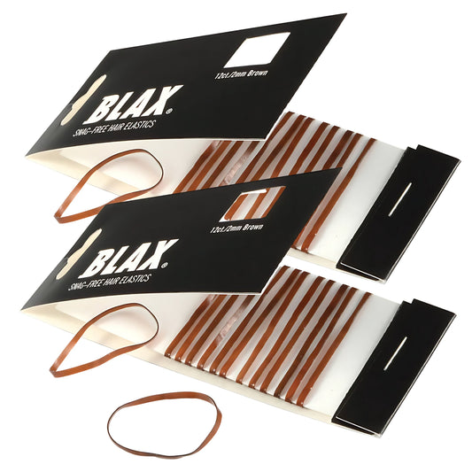 Blax Brown Hair Elastics – Snag-Free Hair Ties, No-Damage Bands, 2mm 12 Count (2 Pack)