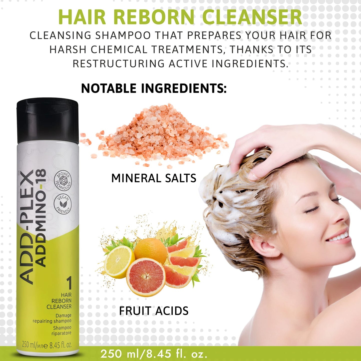 ADDMINO 18 Professional Hair Repair Treatment Kit – Shampoo, Mask, Leave-In Conditioner & Hair Elixir System