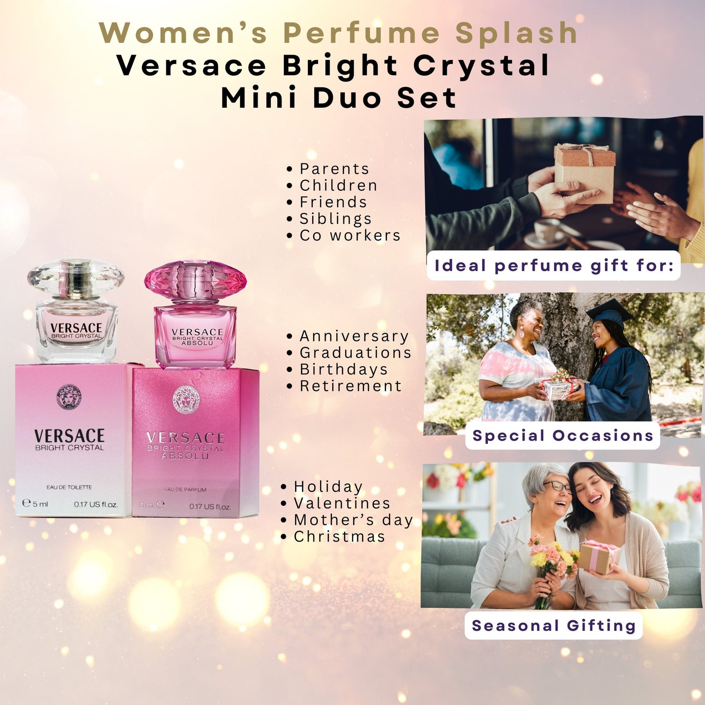 Versace Bright Crystal Mini Perfume Set – Bright Crystal EDT & Bright Crystal Absolu EDP (0.17 oz Each)