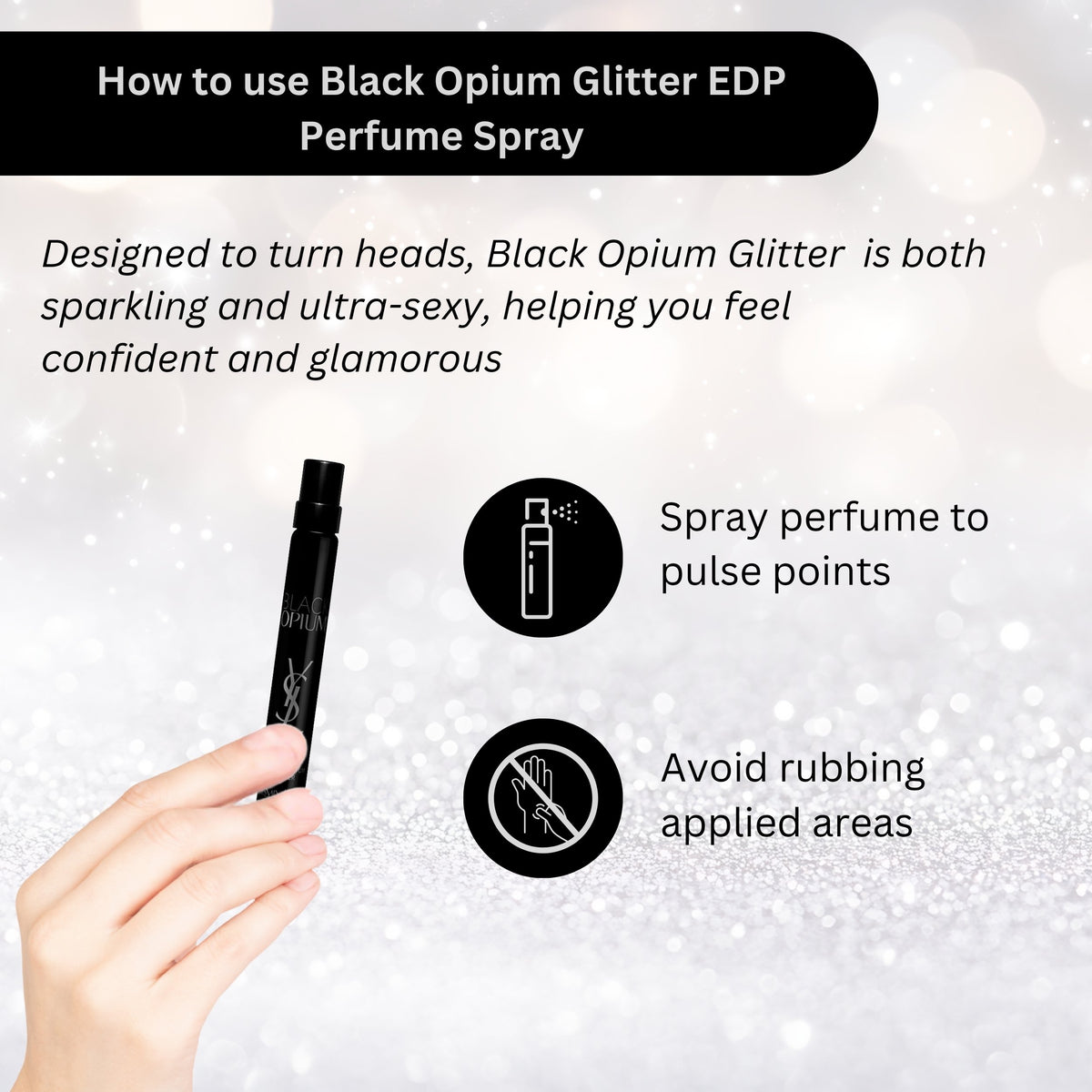 Yves Saint Laurent Black Opium Glitter Eau de Parfum for Women, 0.33 fl oz Travel Size Spray