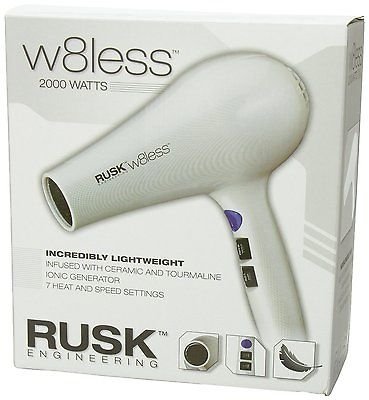 Rusk W8less Professional Lightweight Ceramic Tourmaline Hair Dryer 2000 White