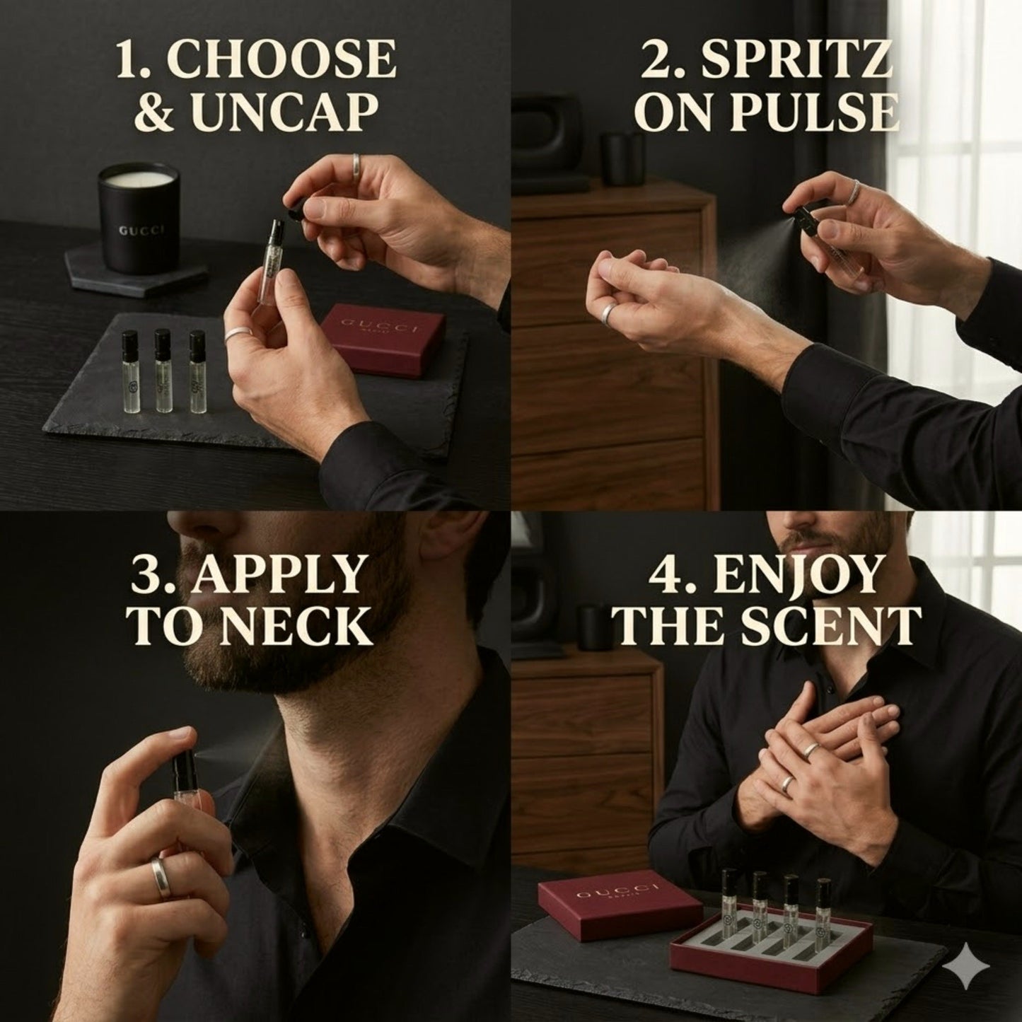 Gucci Guilty Perfume for Men Gift Set Mini Vial Pen Spray 0.05 Fl Oz