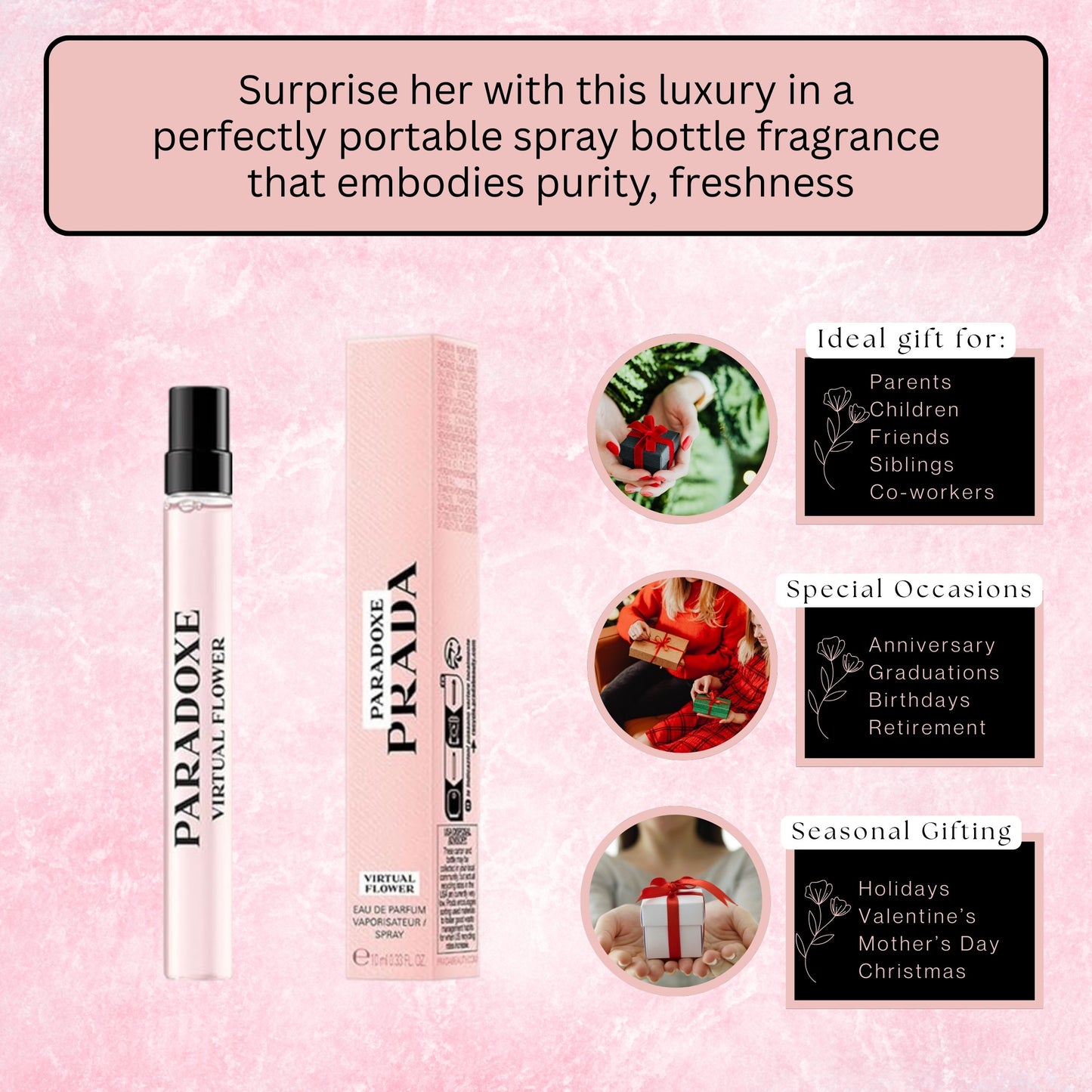 Prada Paradoxe Virtual Flower Perfume for Women Travel Spray Mini EDP 0.33 Fl Oz