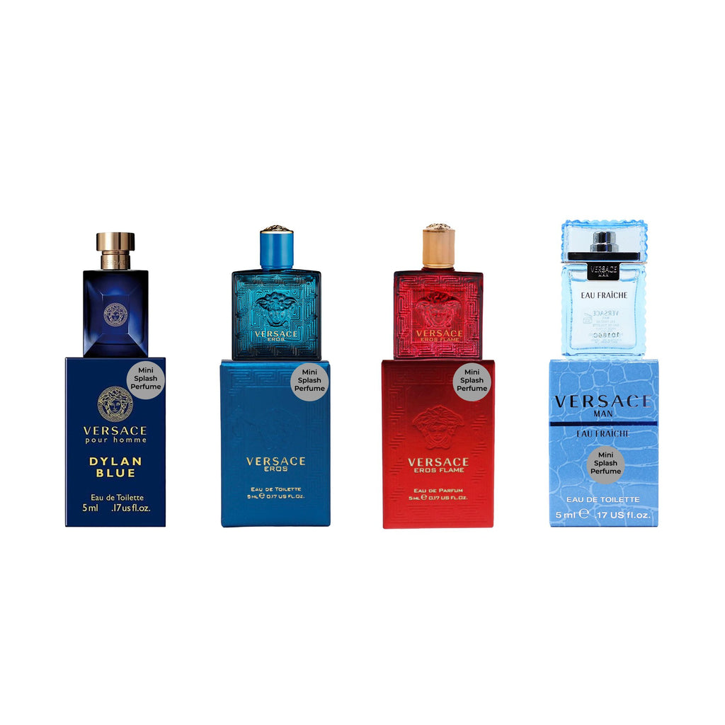 Versace 4 Piece Mini Fragrance Gift Set for Men – Eau de Toilette Collection (5 ml Each)